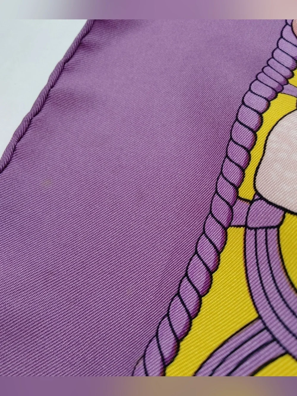 Hermès Lavender & Yellow Floral Silk Scarf
